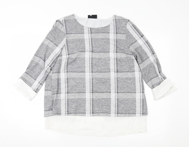Wallis Womens Grey Check  Pullover Jumper Size 10