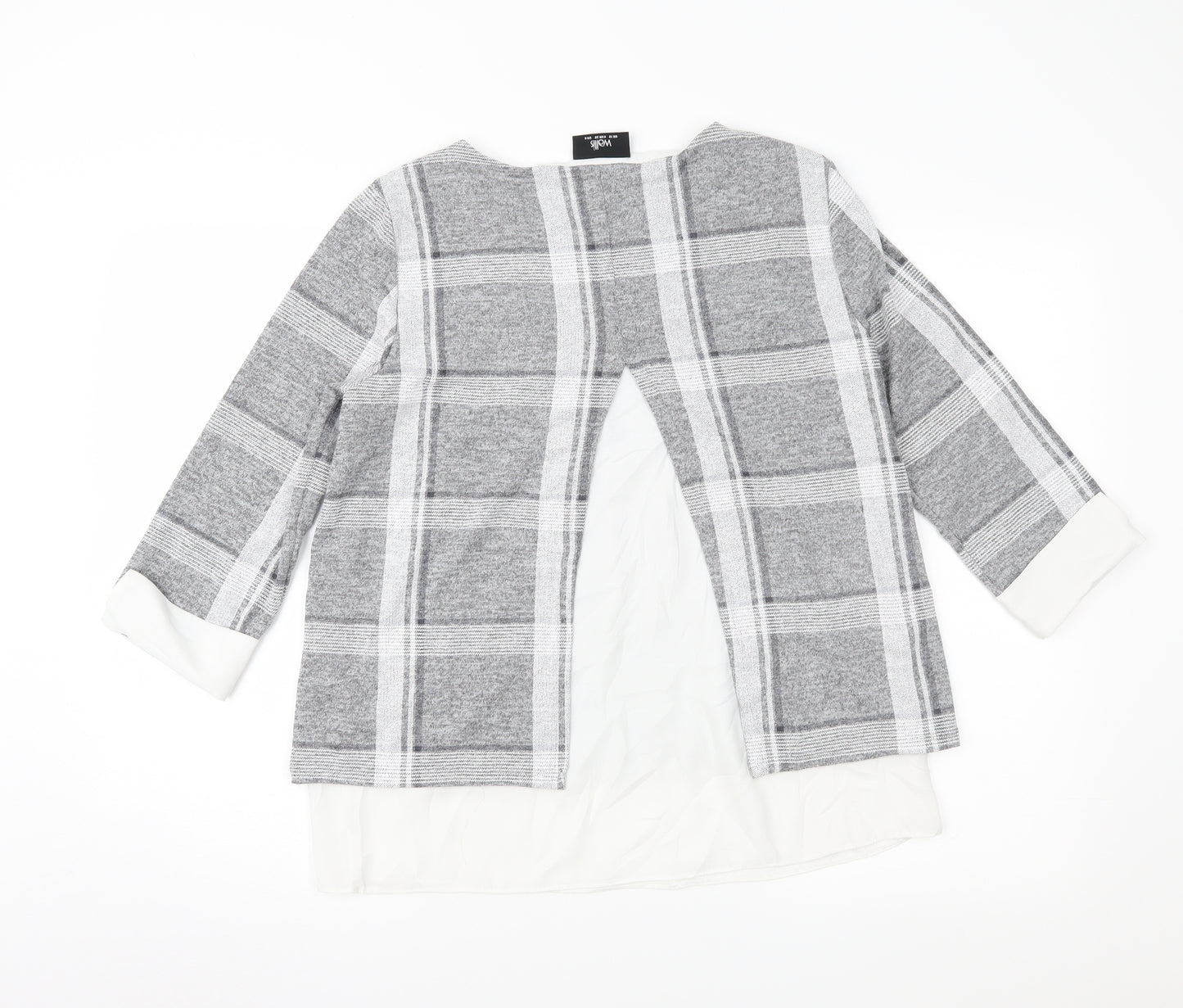 Wallis Womens Grey Check  Pullover Jumper Size 10