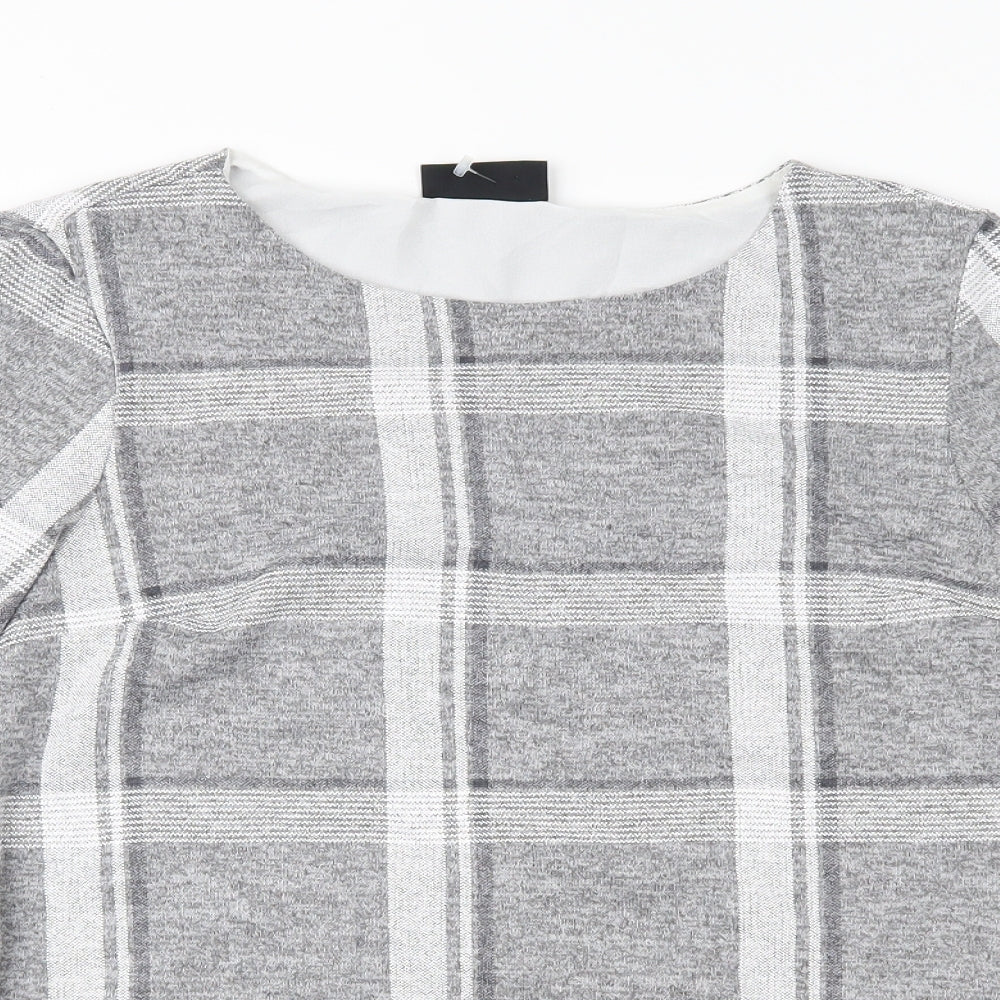 Wallis Womens Grey Check  Pullover Jumper Size 10