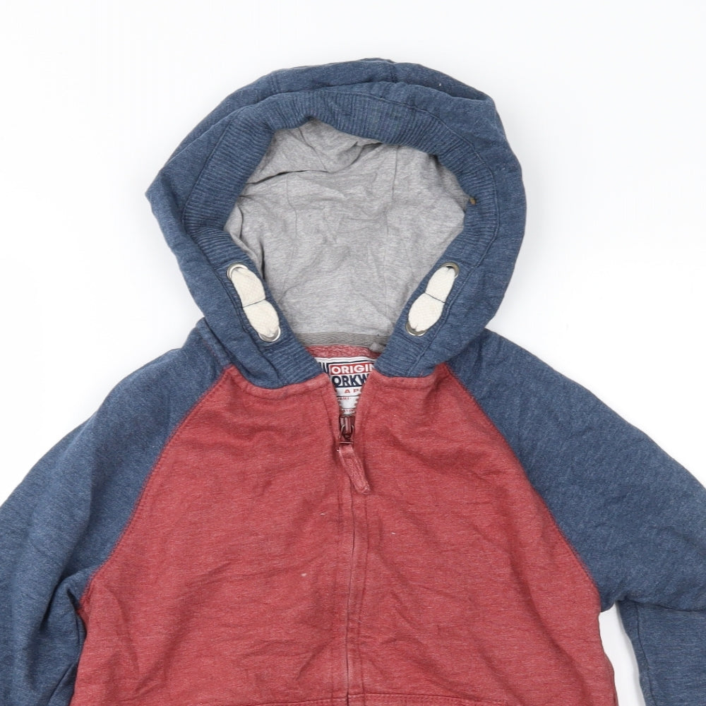 TU Boys Brown Colourblock  Full Zip Hoodie Size 7 Years