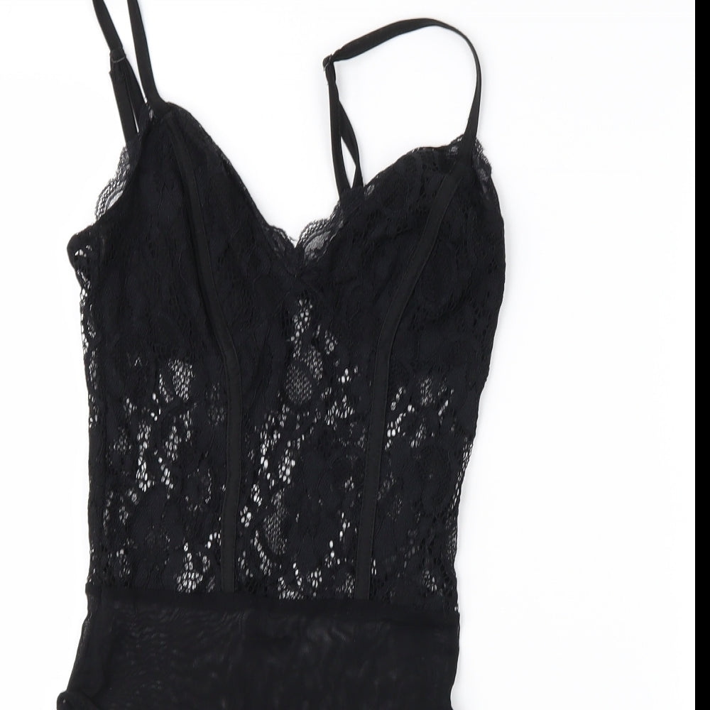 New Look Womens Black  Lace Basic Blouse Size 6