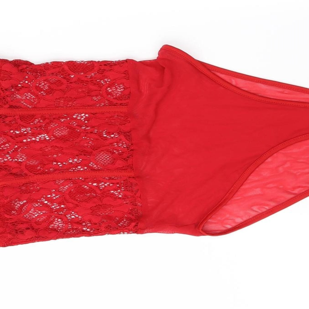 New Look Womens Red  Lace Basic Blouse Size 8