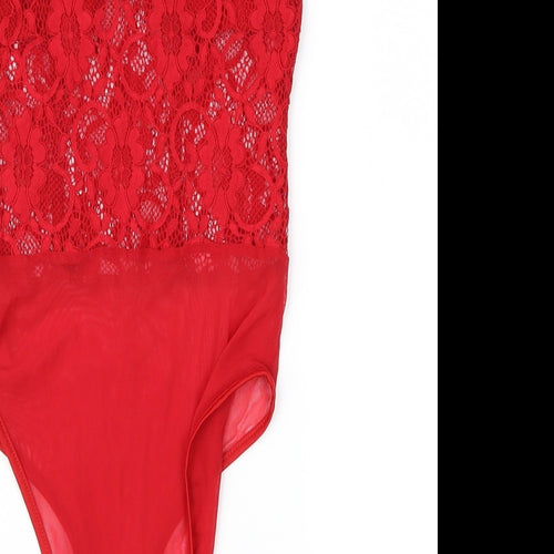New Look Womens Red  Lace Basic Blouse Size 8
