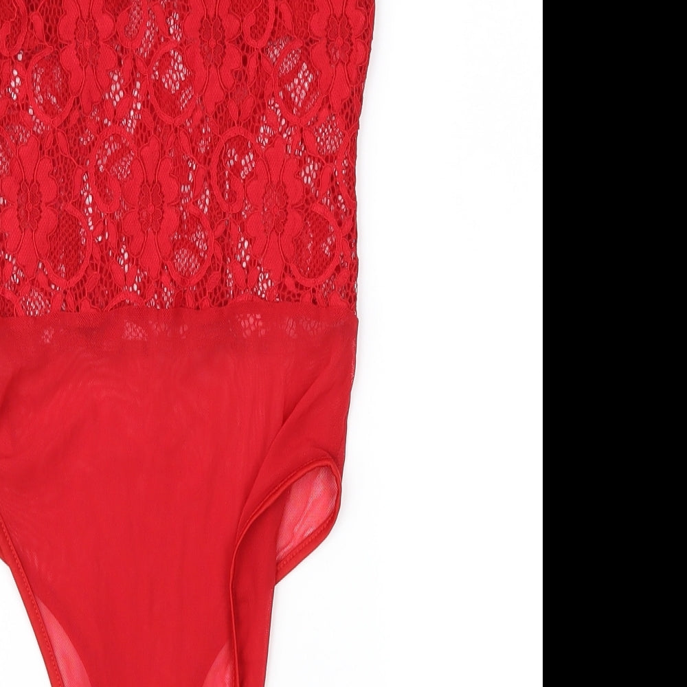 New Look Womens Red  Lace Basic Blouse Size 8