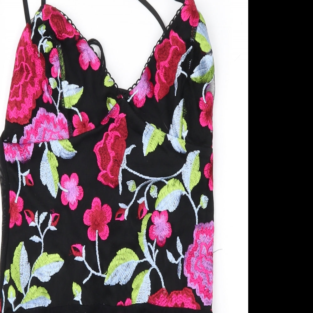 Topshop Womens Black Floral  Basic Blouse Size 10