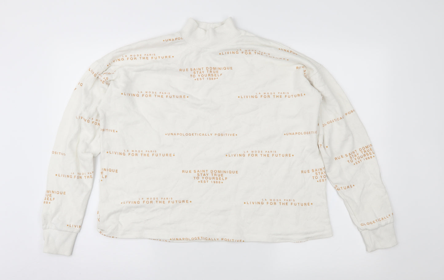 River Island Womens White Geometric  Pullover Sweatshirt Size S