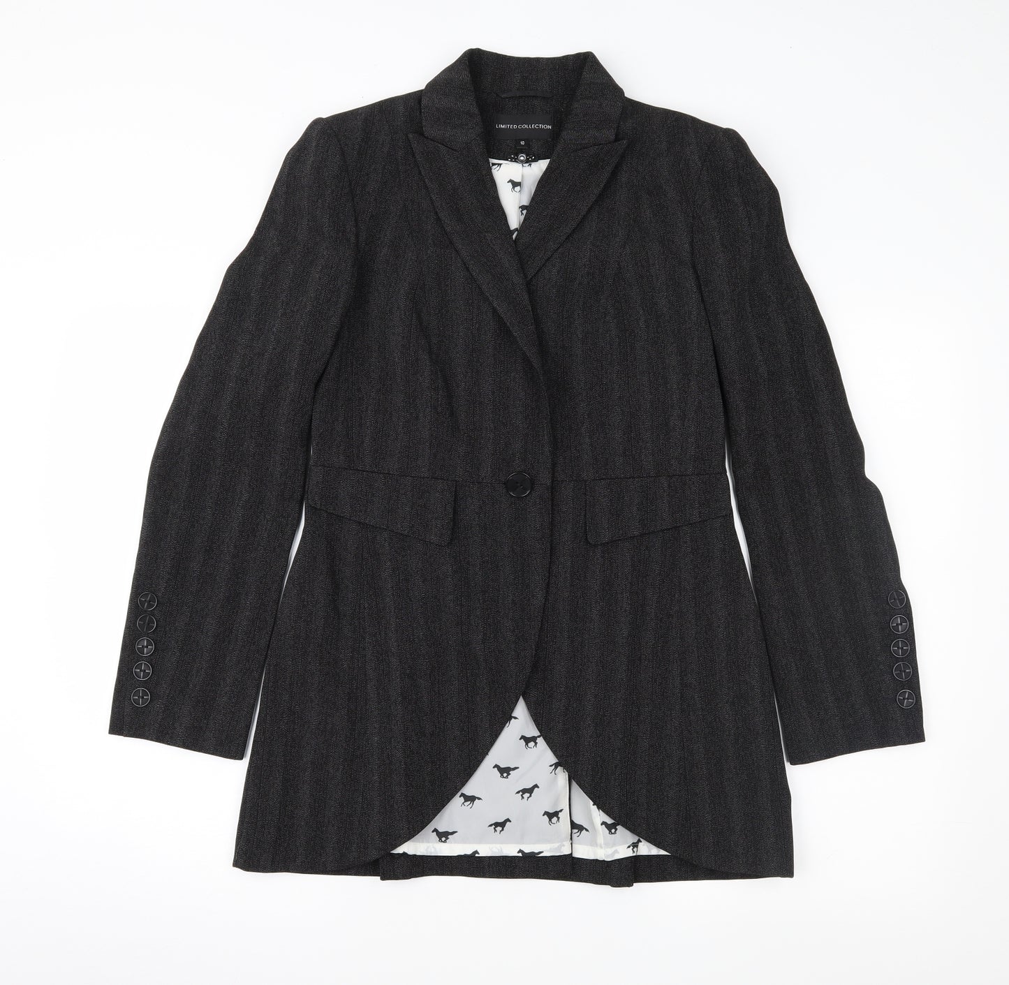 Marks and Spencer Womens Grey Striped  Jacket Suit Jacket Size 10