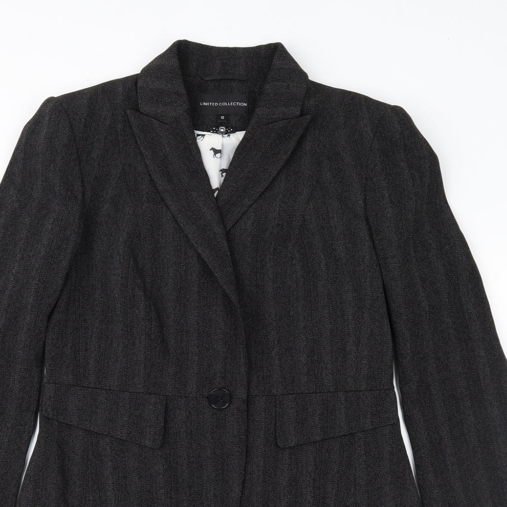 Marks and Spencer Womens Grey Striped  Jacket Suit Jacket Size 10