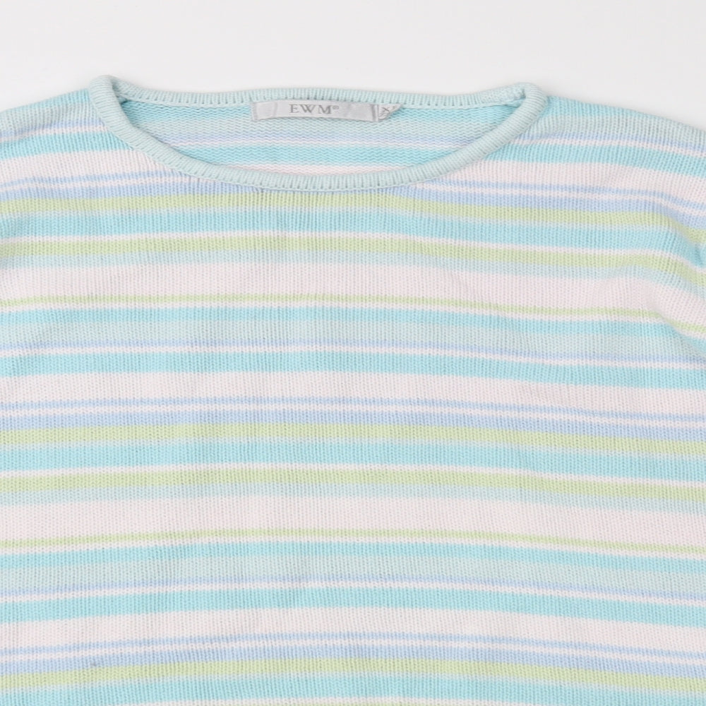 EWM Womens Green Striped  Pullover Jumper Size XL