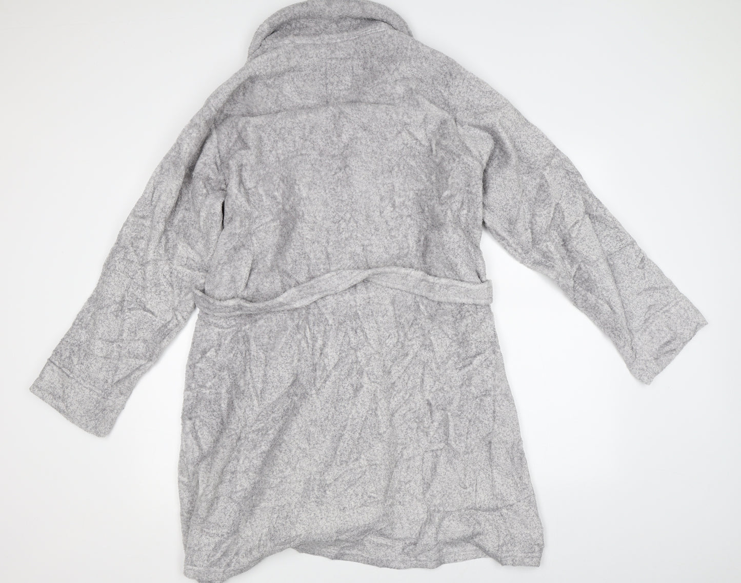 Primark Womens Grey Solid Fleece Kimono Robe Size M