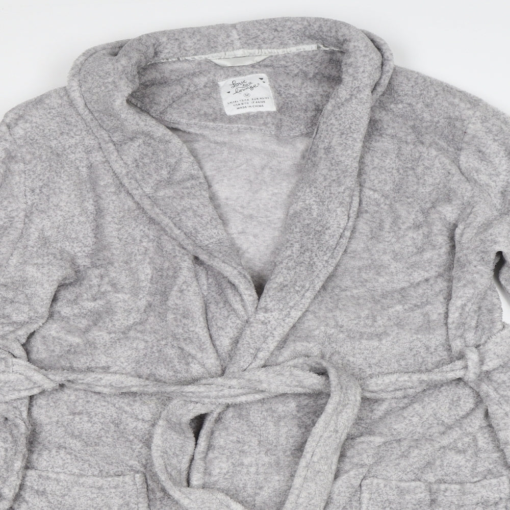 Primark Womens Grey Solid Fleece Kimono Robe Size M