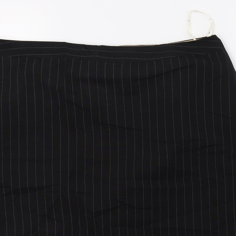 Dorothy Perkins Womens Black Striped  A-Line Skirt Size 14