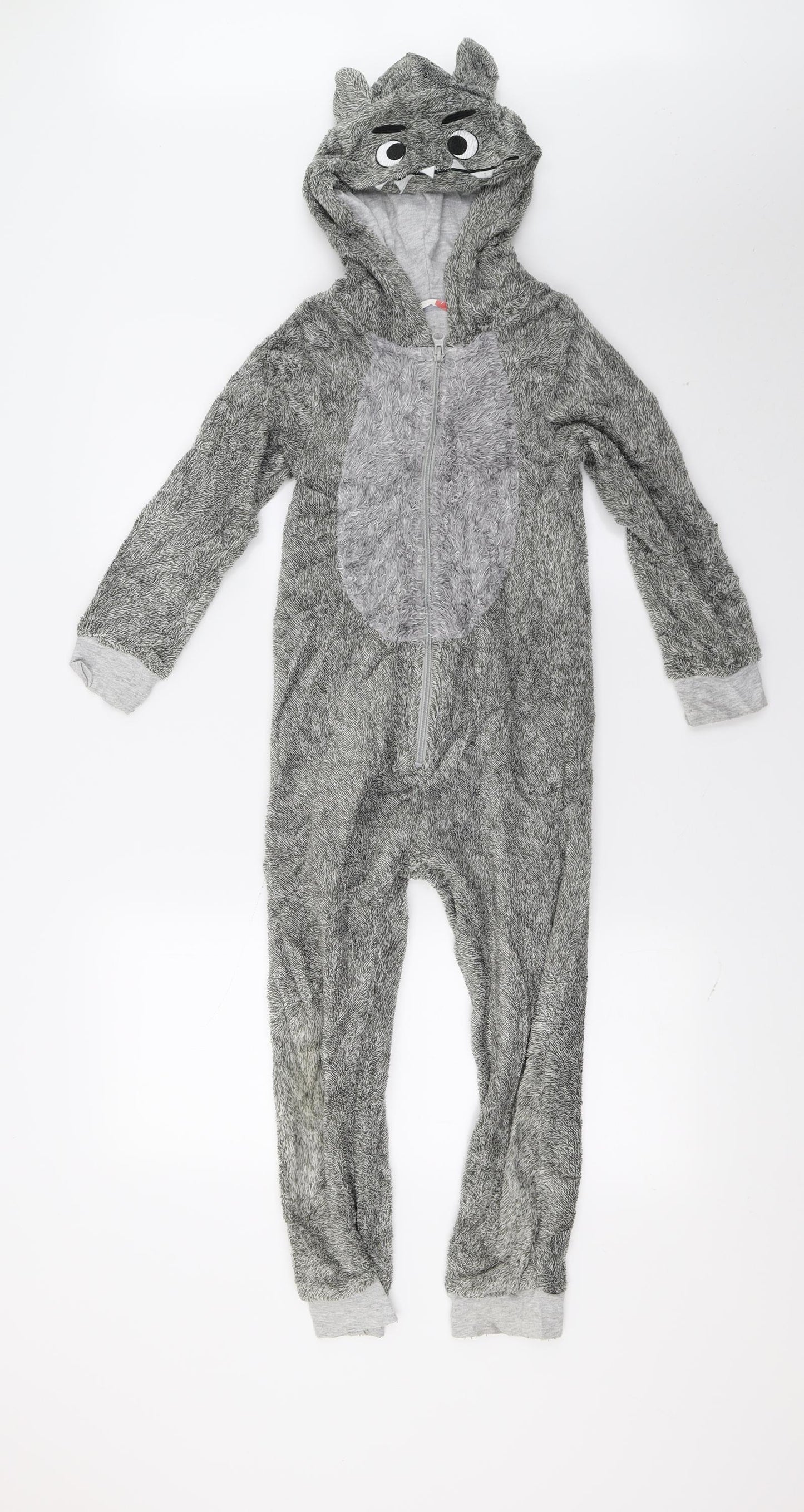 John Lewis Boys Grey Batik Fleece  Bodysuit Size 7 Years  - Monster