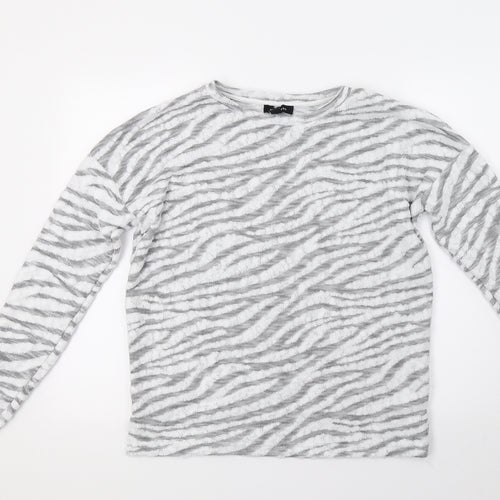 New Look Womens White Striped  Pullover Jumper Size S