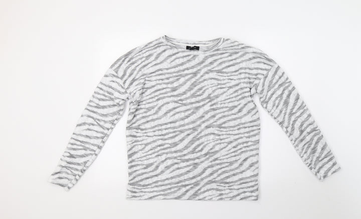 New Look Womens White Striped  Pullover Jumper Size S