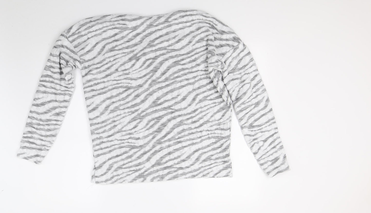 New Look Womens White Striped  Pullover Jumper Size S