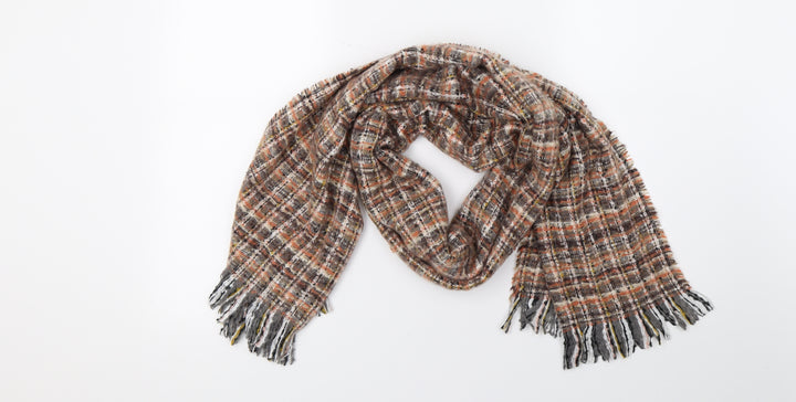 Preworn Unisex Brown Check   Scarf