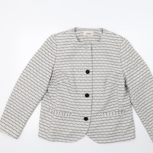 Marks and Spencer Womens White Striped  Jacket Coat Size 16