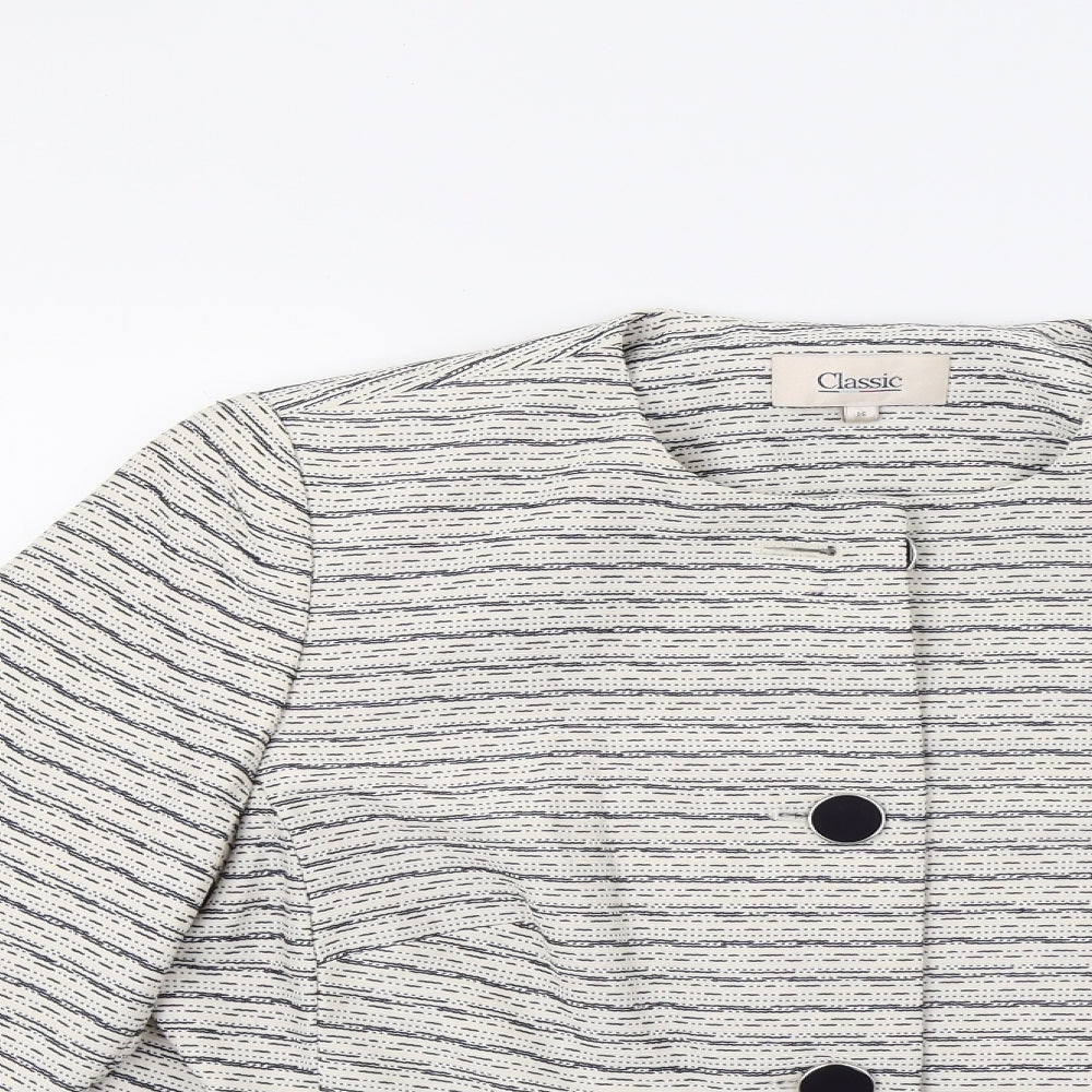 Marks and Spencer Womens White Striped  Jacket Coat Size 16