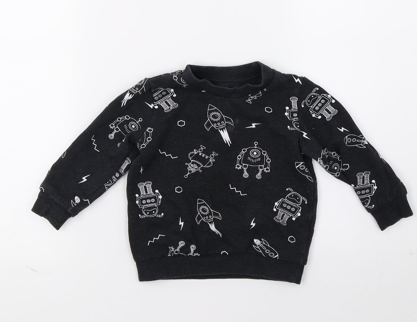 Matalan Boys Black   Pullover Jumper Size 12-18 Months  - Space Print