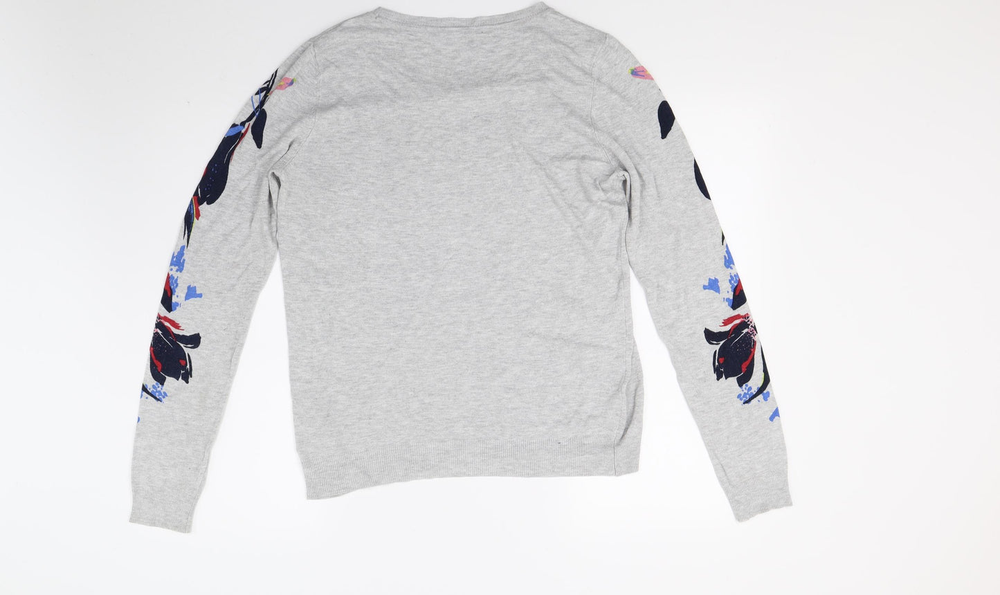 NEXT Womens Grey Floral  Pullover Jumper Size 14