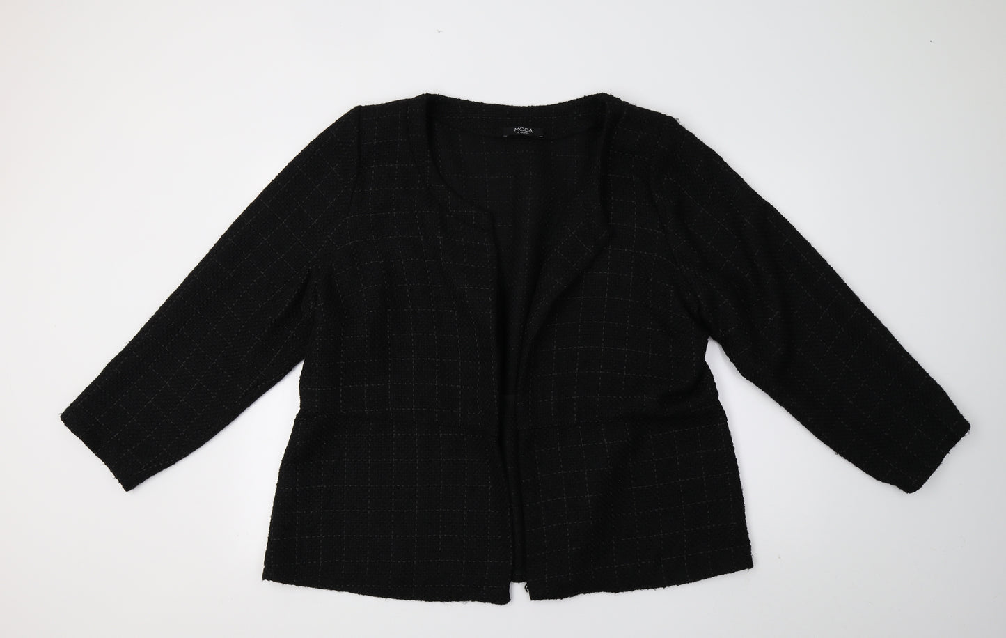 Moda Womens Black Check  Jacket Coat Size 24