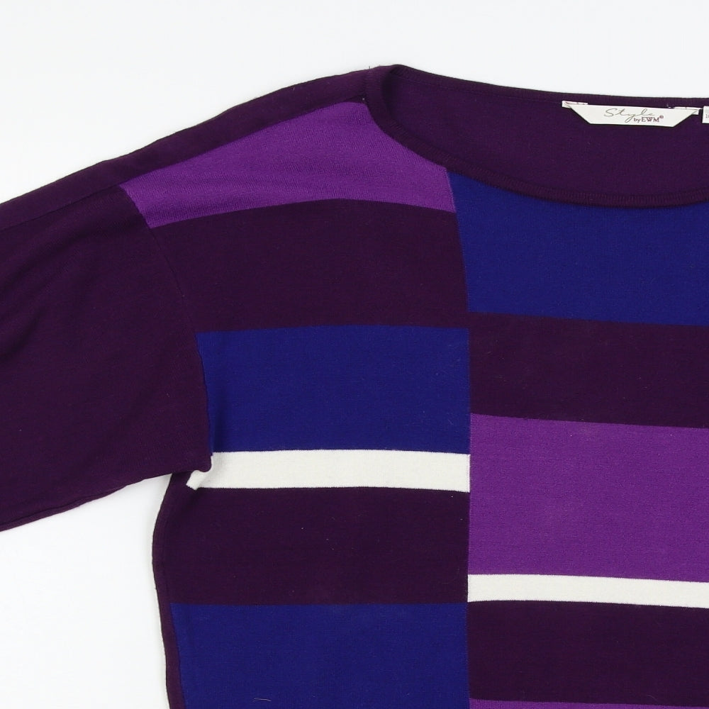 EWM Womens Multicoloured Geometric  Pullover Jumper Size 12