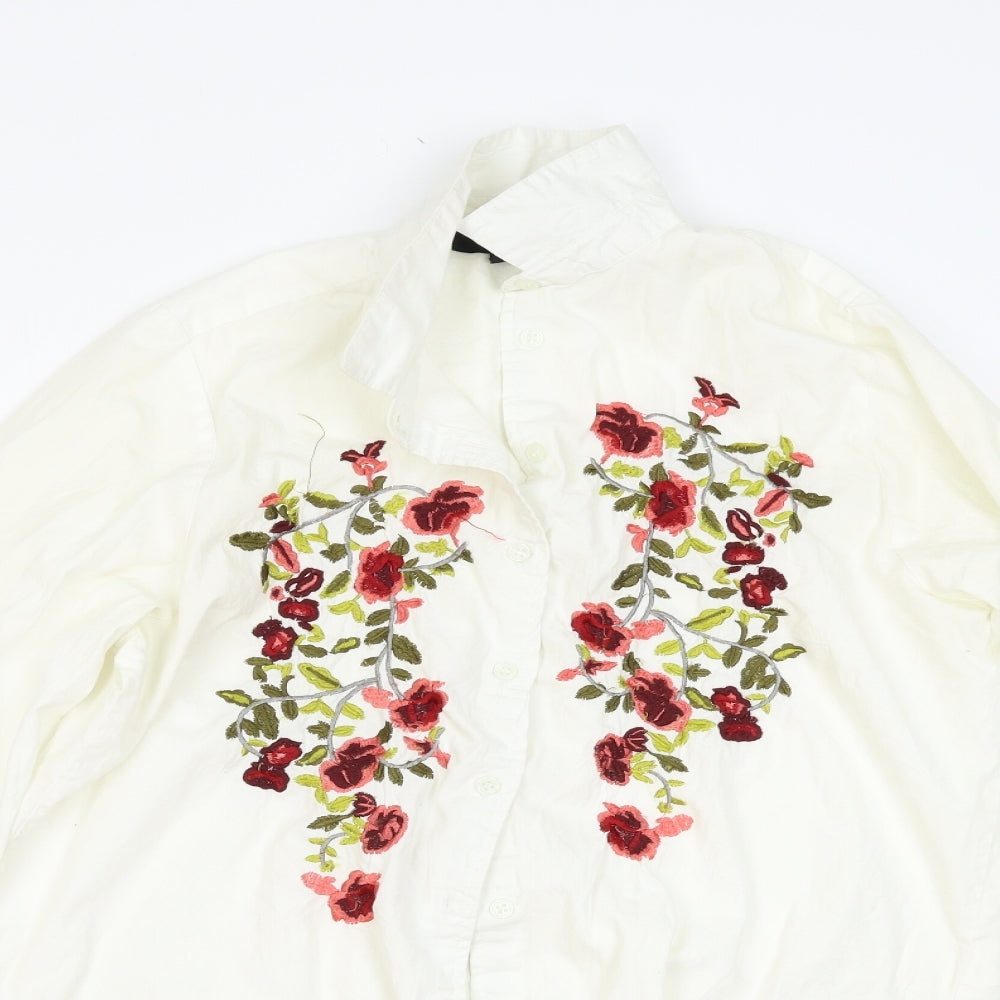 Atmosphere Womens White Floral  Tunic Button-Up Size 12