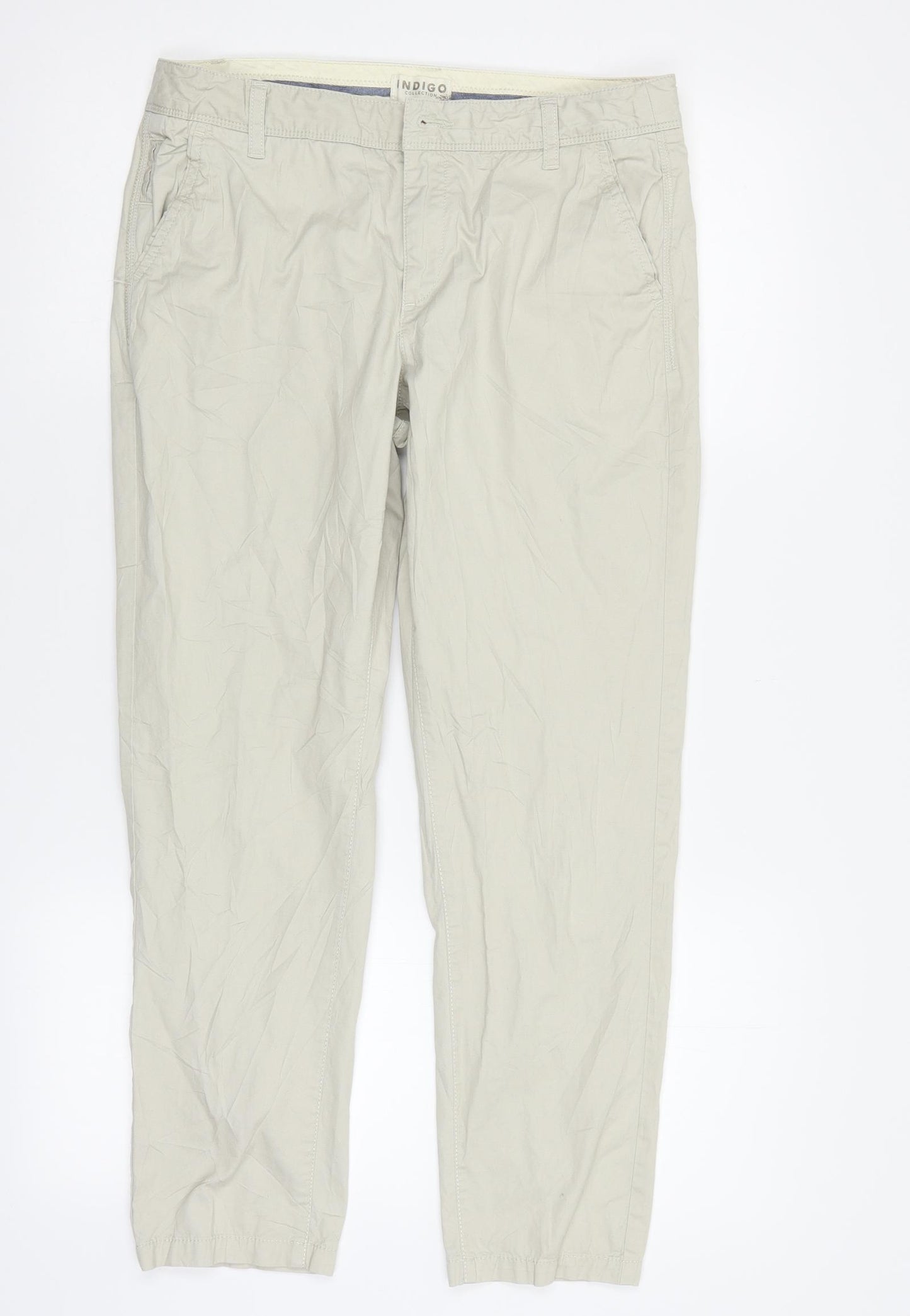 Indigo Collection Womens Beige   Chino Trousers Size 10 L24 in