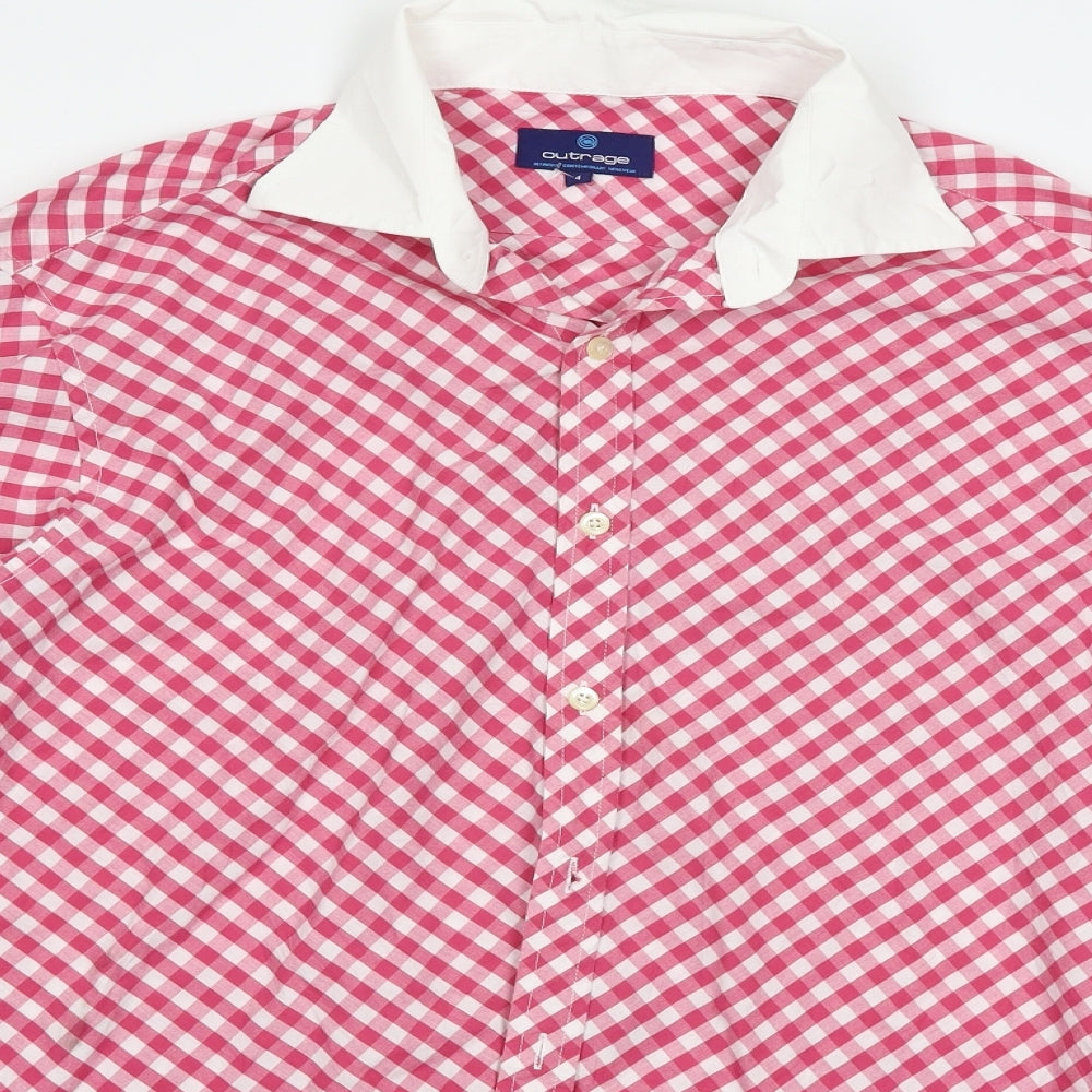 Outrage Mens Red Check   Button-Up Size M