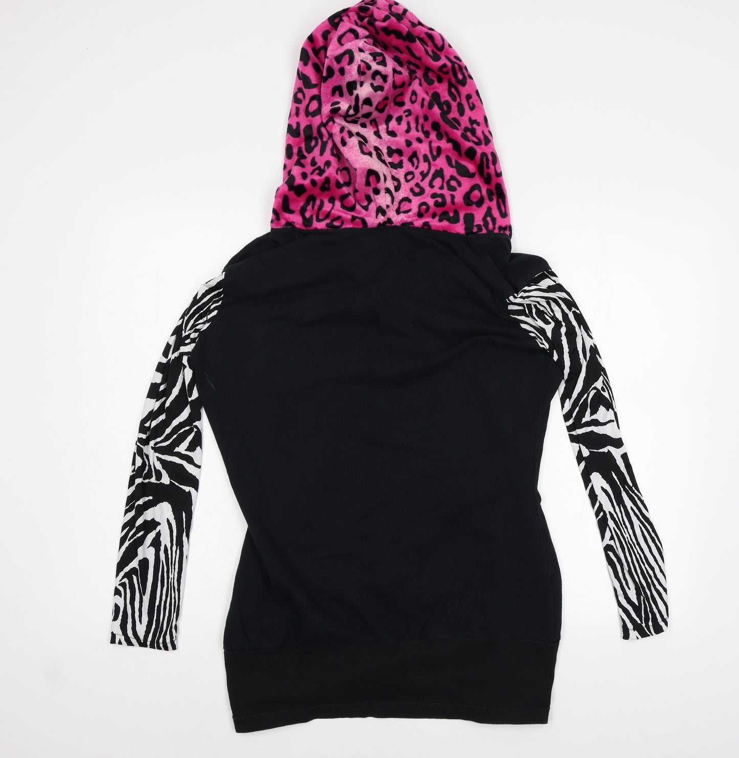Demi Loon` Womens Black Animal Print  Pullover Hoodie Size M