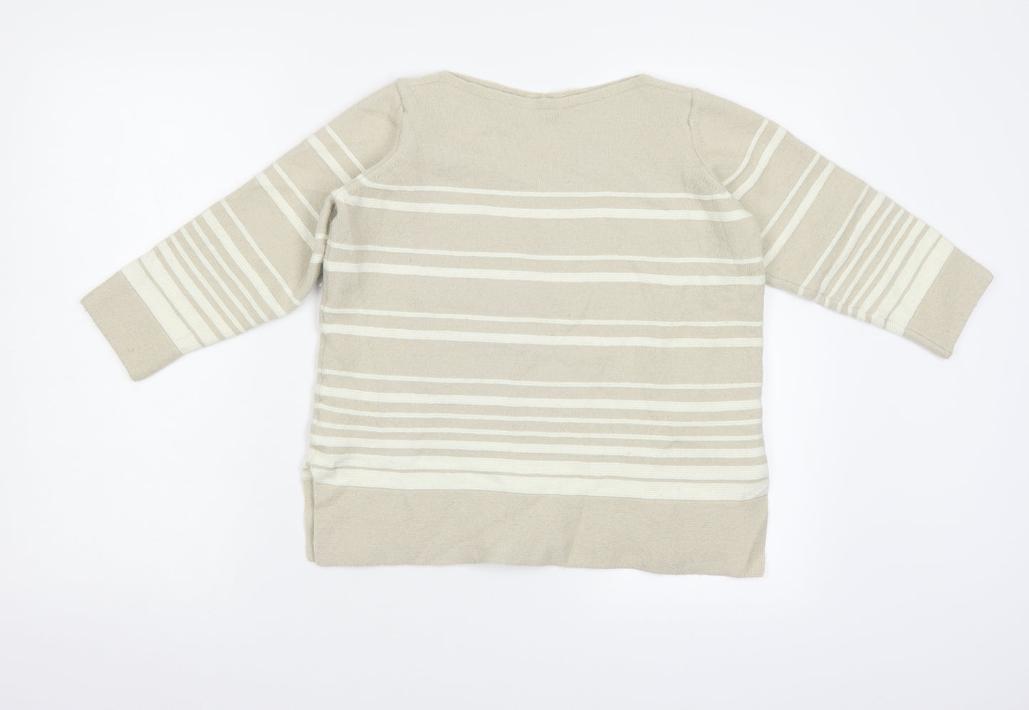 M&S Womens Beige Striped  Pullover Jumper Size 12