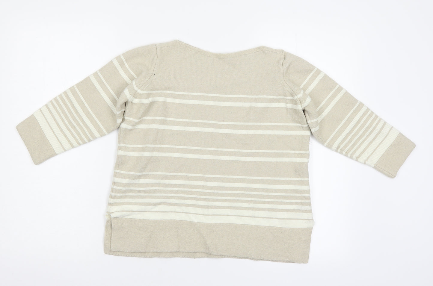 M&S Womens Beige Striped  Pullover Jumper Size 12