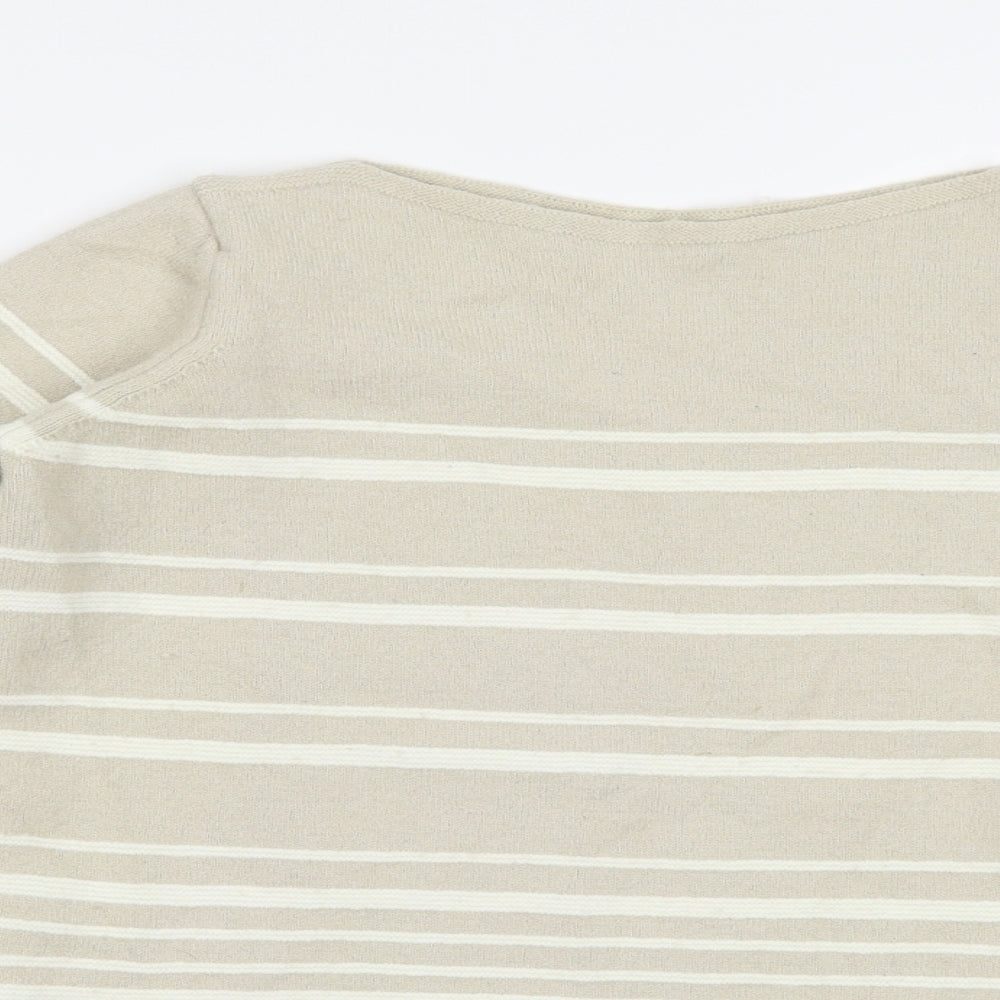 M&S Womens Beige Striped  Pullover Jumper Size 12