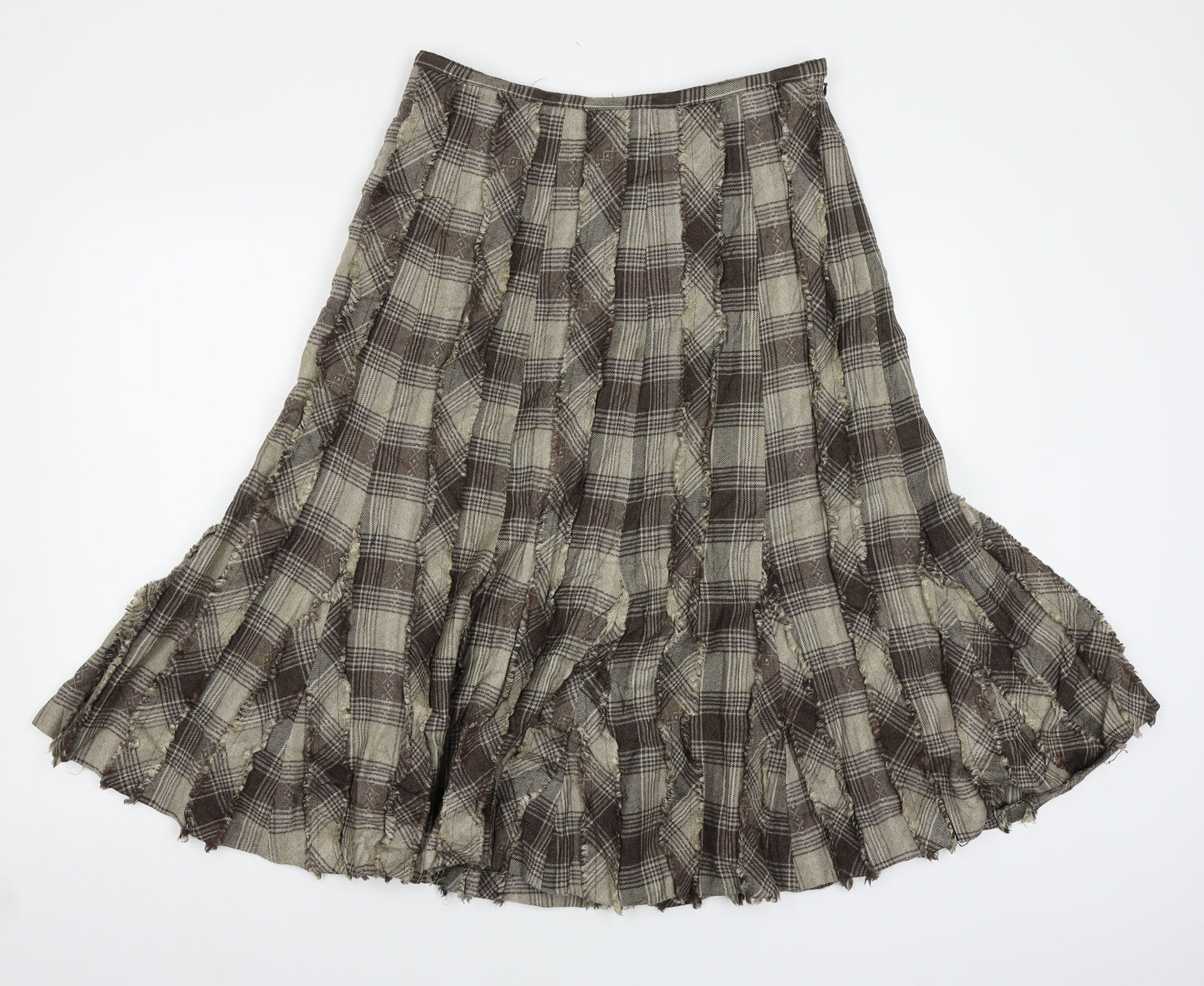Hobbs Womens Beige Check  A-Line Skirt Size 12