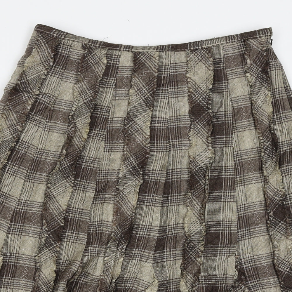 Hobbs Womens Beige Check  A-Line Skirt Size 12