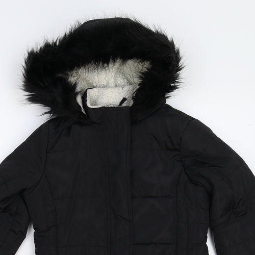 TU Girls Black   Overcoat Coat Size 9-10 Years