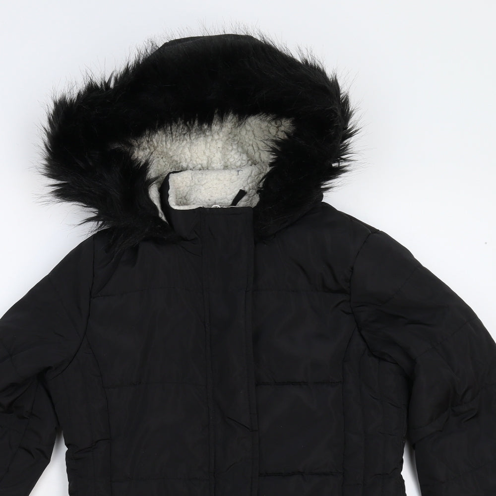 TU Girls Black   Overcoat Coat Size 9-10 Years