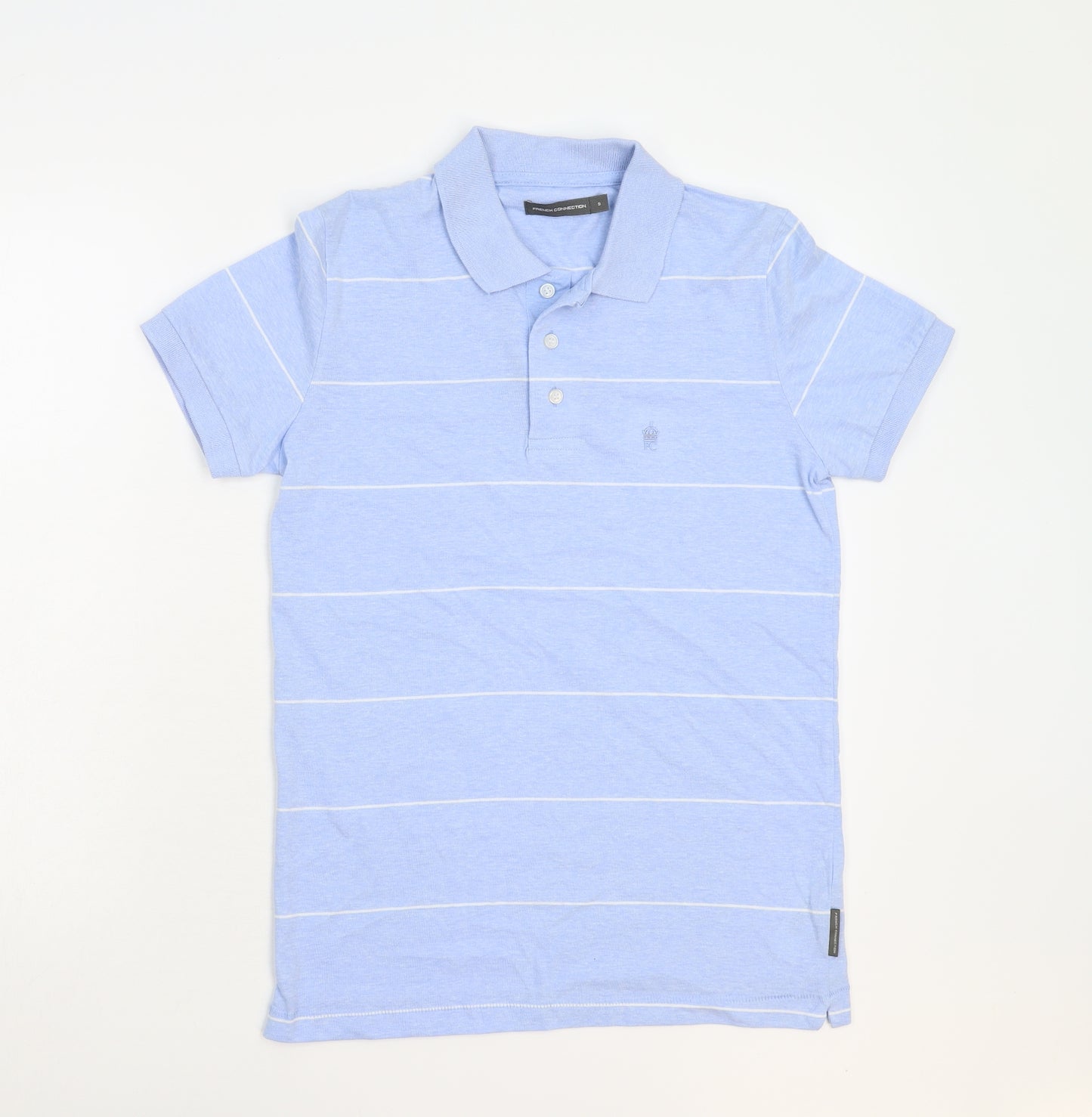 French Connection Mens Blue Striped   Polo Size S