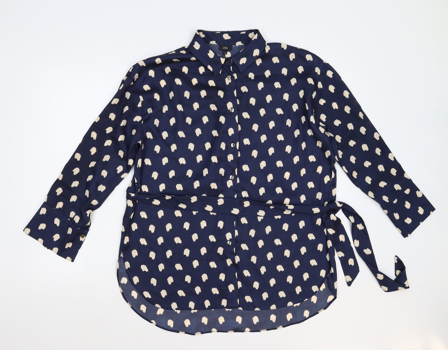 River Island Womens Blue Polka Dot  Basic Blouse Size 14
