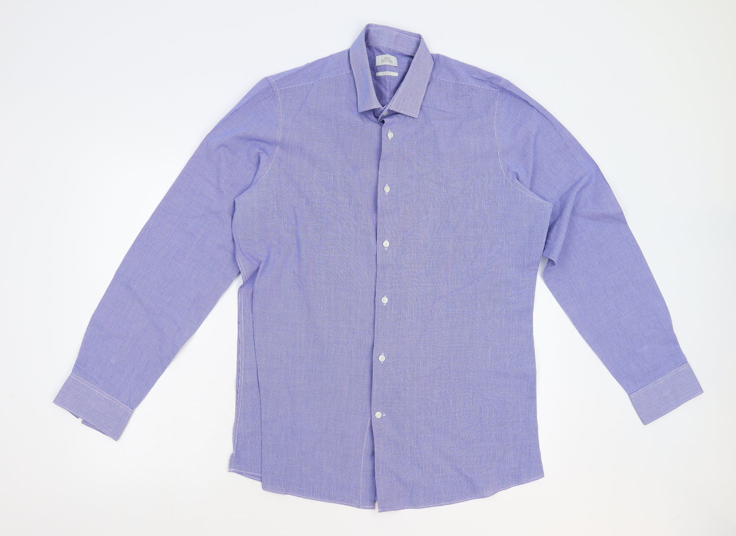 NEXT Mens Blue Check   Dress Shirt Size L