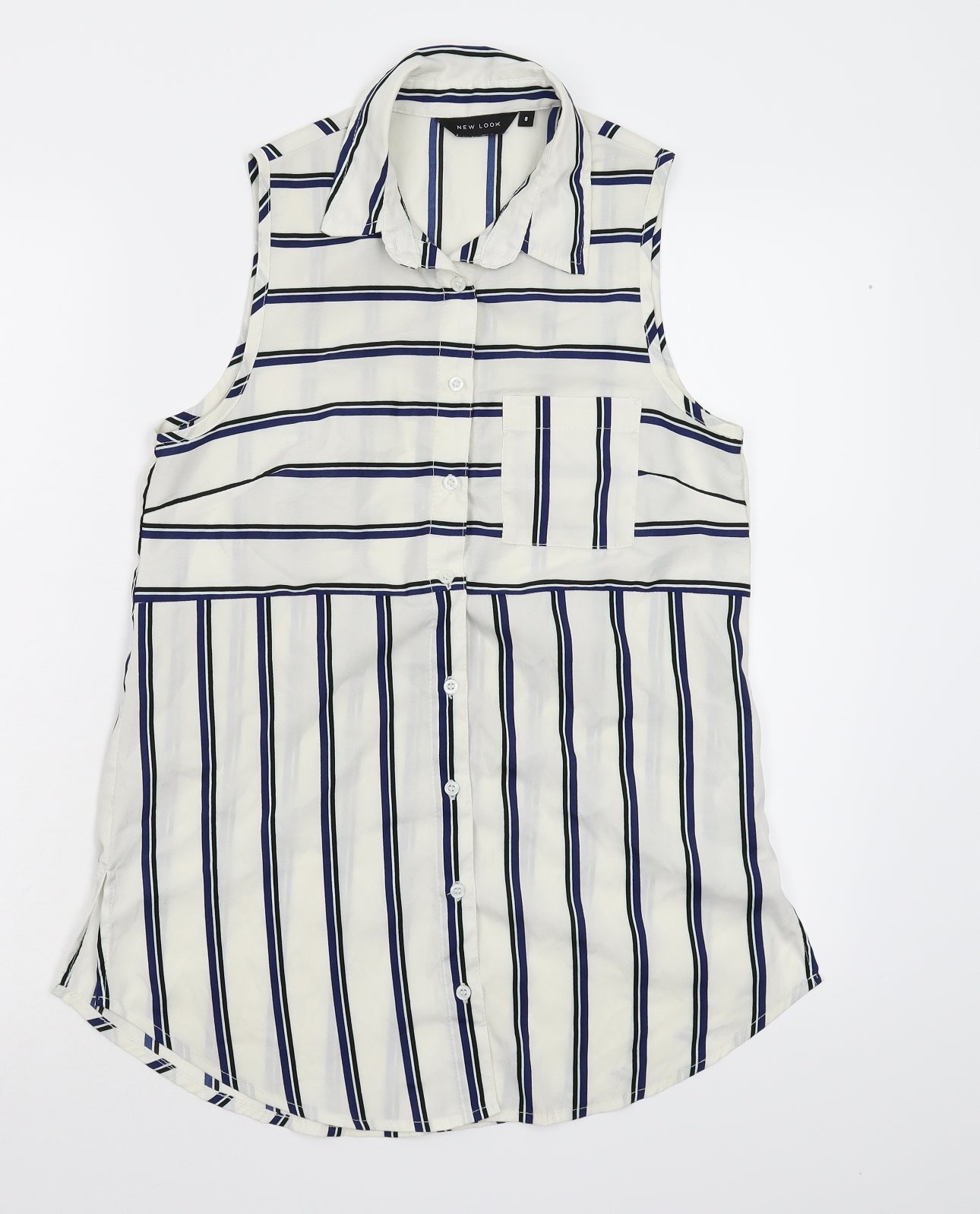 New Look Womens Multicoloured Striped  Basic Blouse Size 8