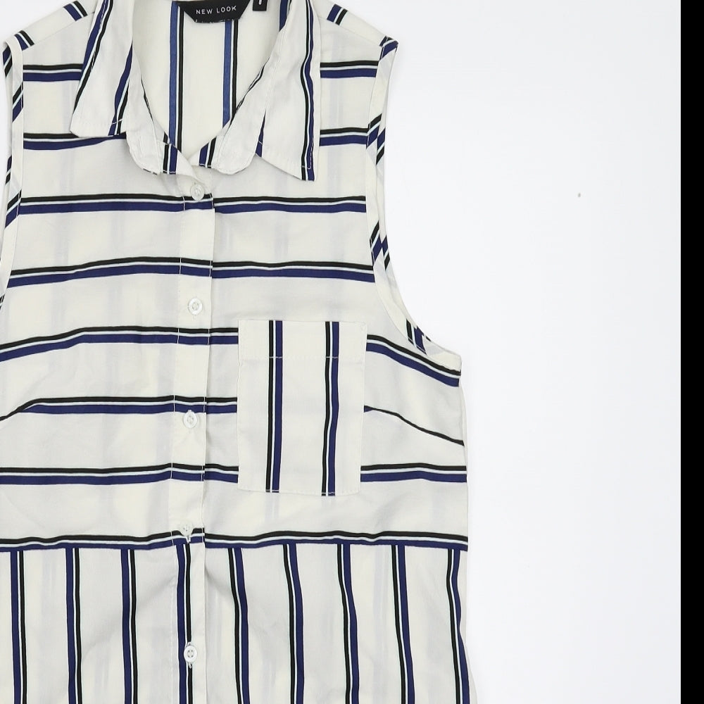 New Look Womens Multicoloured Striped  Basic Blouse Size 8