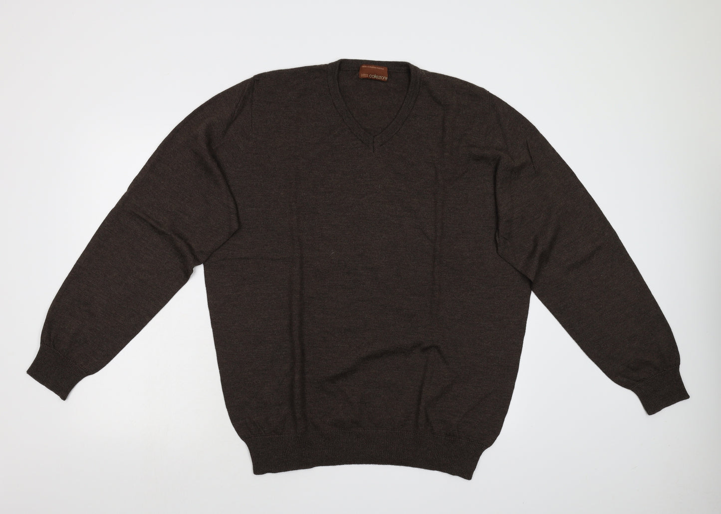 M&S  Mens Brown  Knit Pullover Jumper Size XL  - 100% Merino Wool