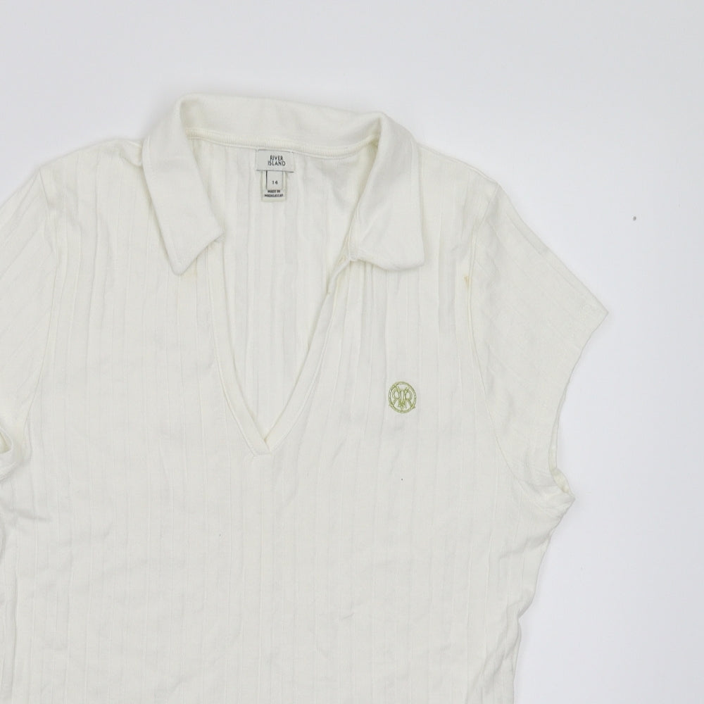 River Island Womens Ivory   Basic T-Shirt Size 14