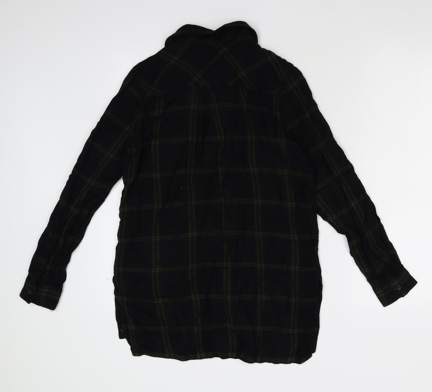 New Look Womens Black Check Flannel Basic Button-Up Size 10