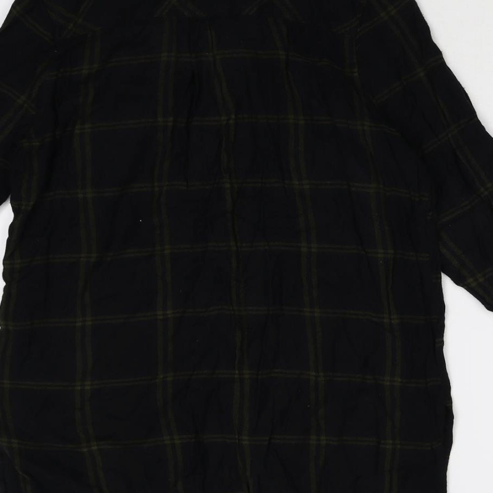 New Look Womens Black Check Flannel Basic Button-Up Size 10