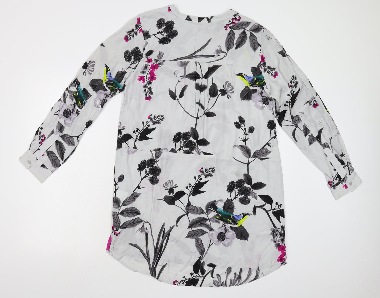 Joules Womens Grey Floral  Basic Blouse Size 14