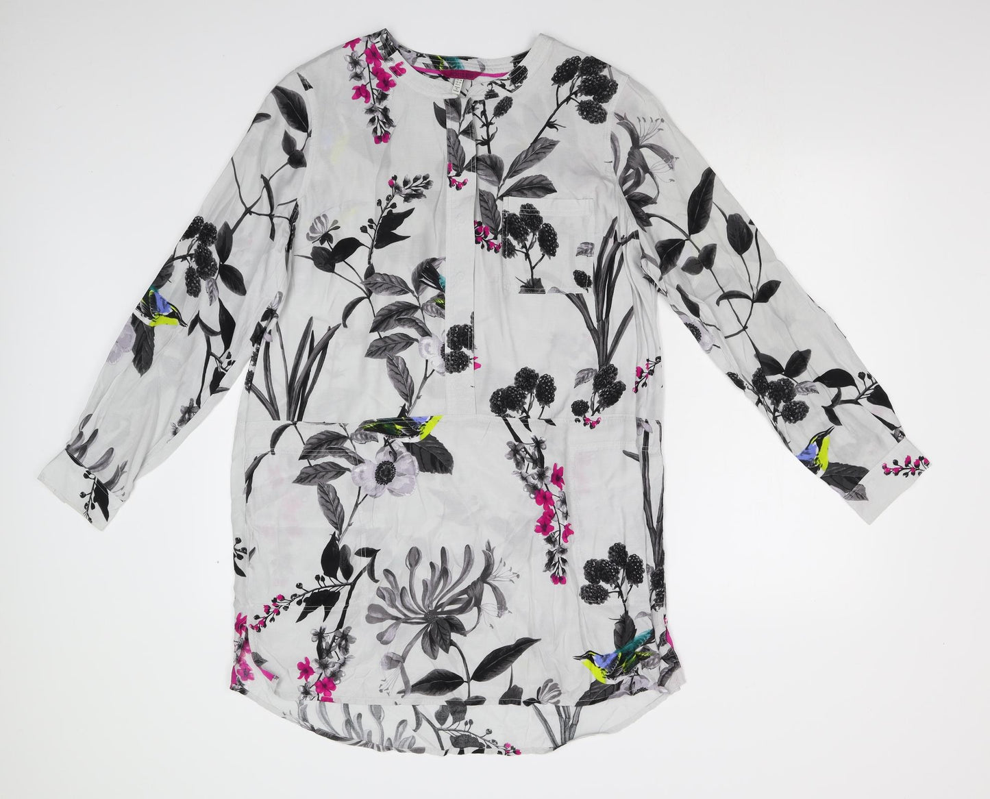 Joules Womens Grey Floral  Basic Blouse Size 14