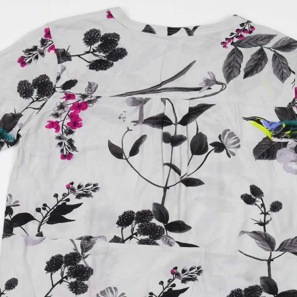 Joules Womens Grey Floral  Basic Blouse Size 14